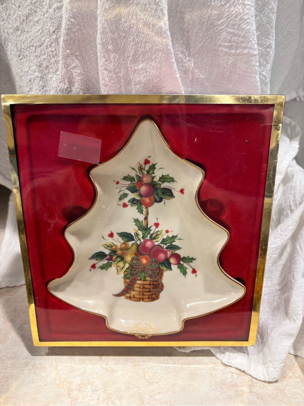 Lenox Holiday Tartan Tree Candy Dish